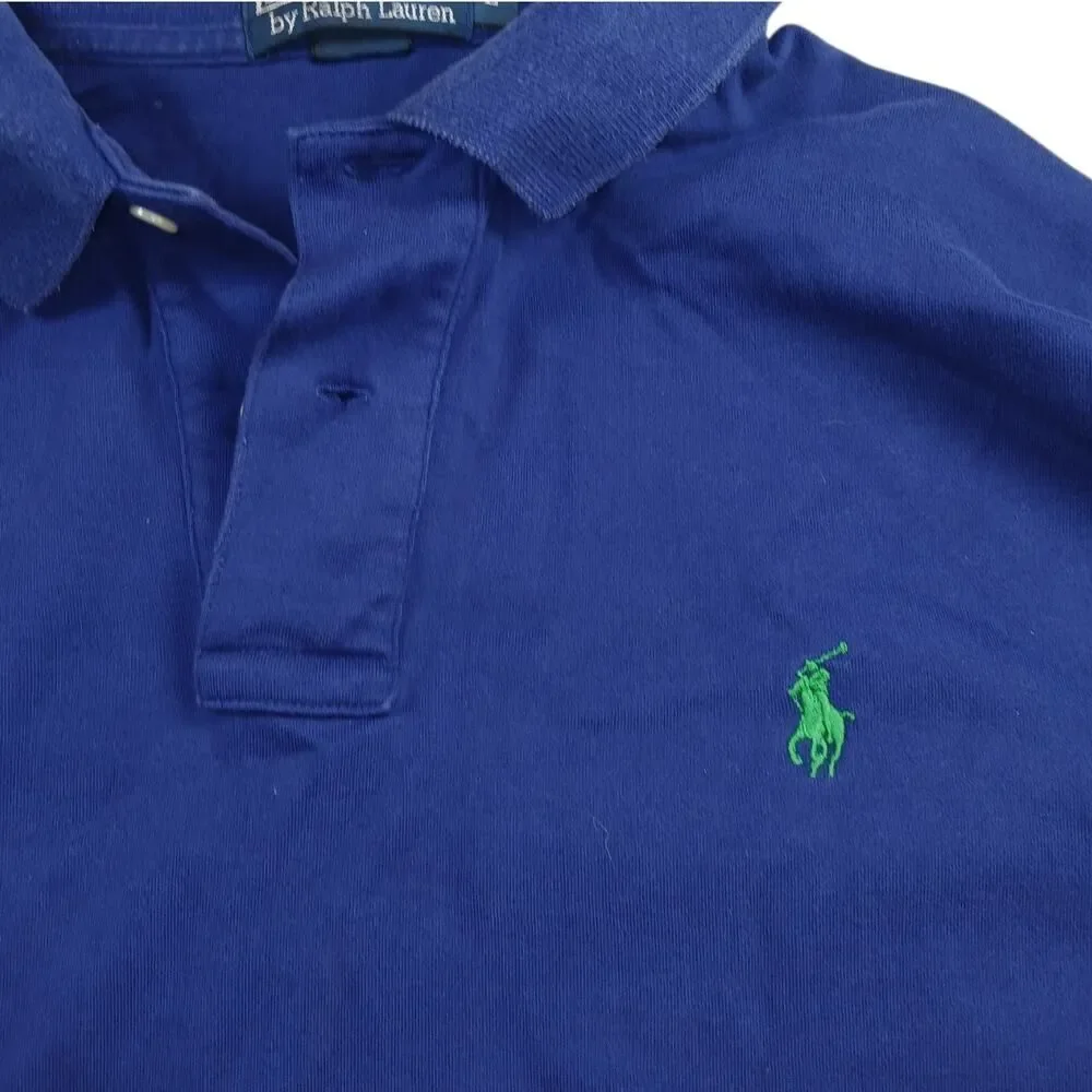 Classic POLO Ralph Lauren Men's Dark Blue 3 Button Polo Shirt - Size L